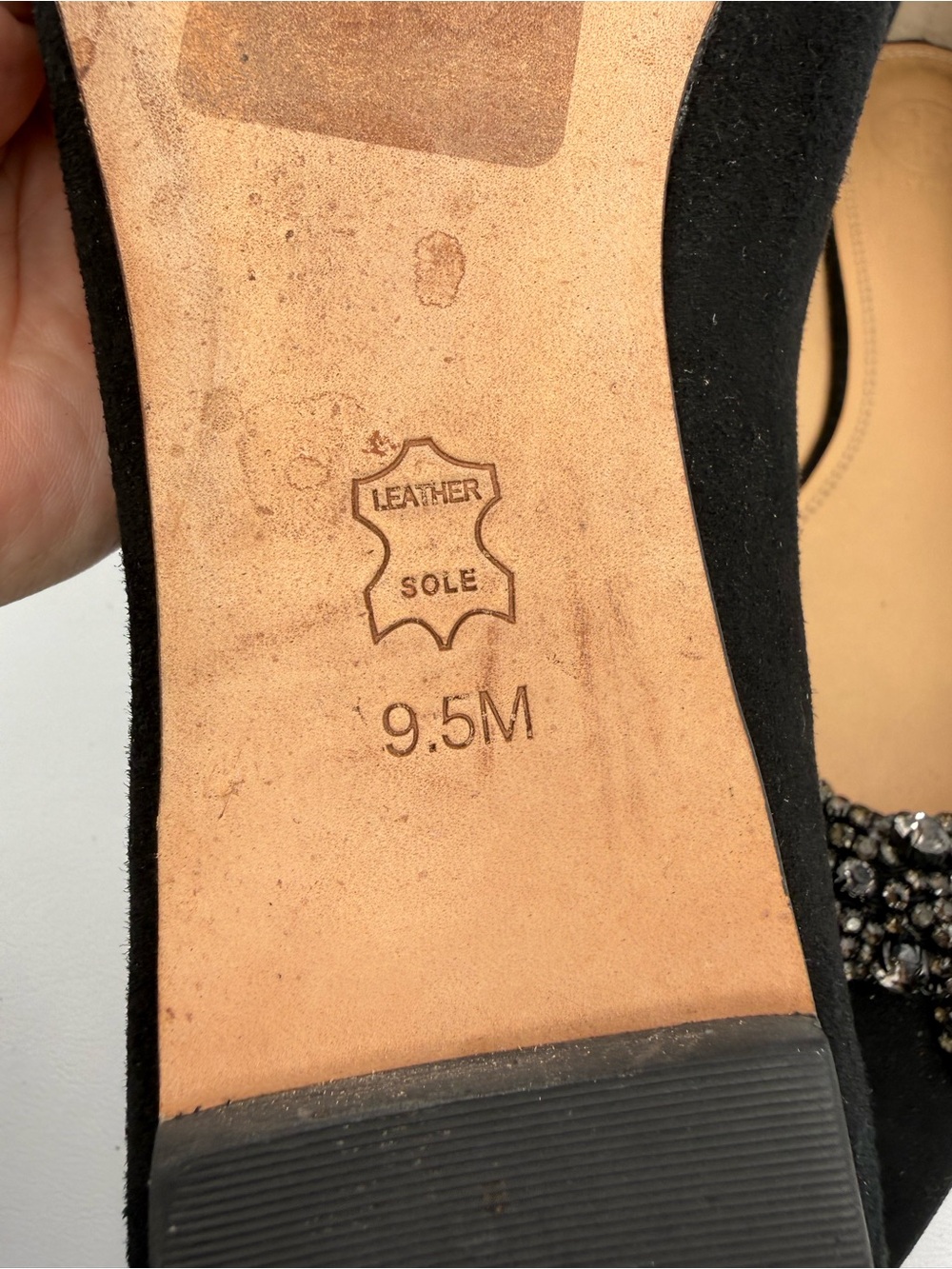 Tory Burch Vanessa Black Suede Pointed Toe Crystal -Bow Ballet Flat Sz 9.5 Prepp - Picture 16 of 17